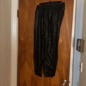 Seven For All Man Kind Black Faux Leather Joggers